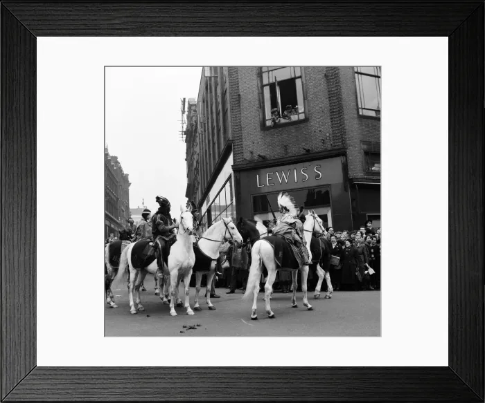 Framed Print : Cowboys and Indians from Billy Smarts Circus ride into town Framed Print : Cowboys and Indians from Billy Smarts Circus ride into town