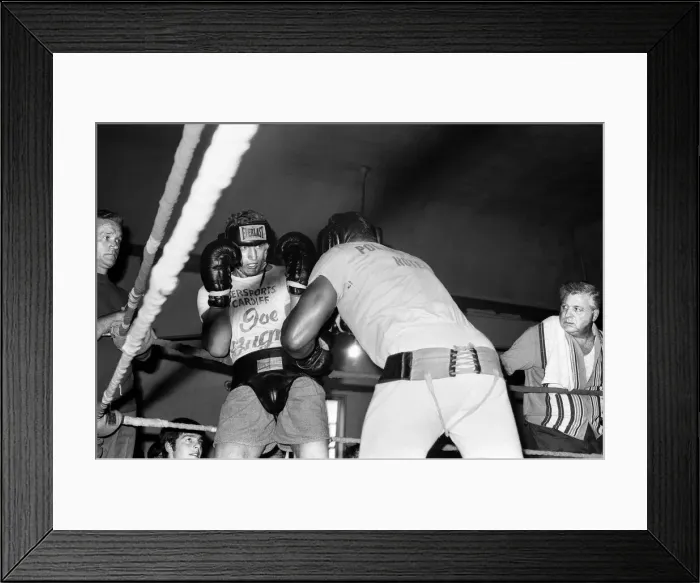 Framed Print : Joe Bugner (left) sparring at a gymnasium in West 28th Street, New York City Framed Print : Joe Bugner (left) sparring at a gymnasium in West 28th Street, New York City
