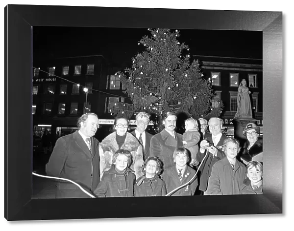 Christmas tree in Reading. 5th December 1974