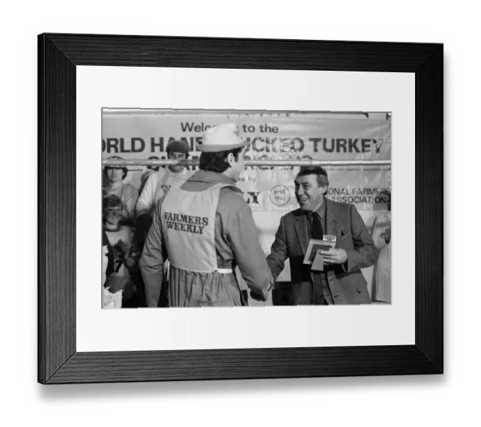 Framed Print : Turkey plucking championship at Henley. December 1984