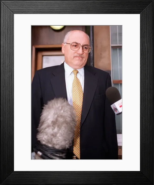 Framed Print : Jim Farry at the SFA HQ this morning September 1997 Framed Print : Jim Farry at the SFA HQ this morning September 1997