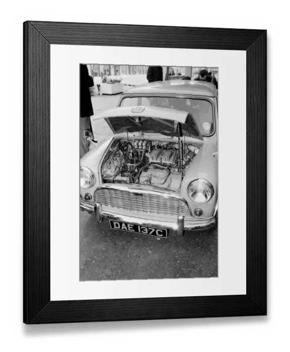 Framed Print : Picture shows the electric powered engine of Mr Geoffrey Rippons new Electric Mini Framed Print : Picture shows the electric powered engine of Mr Geoffrey Rippons new Electric Mini