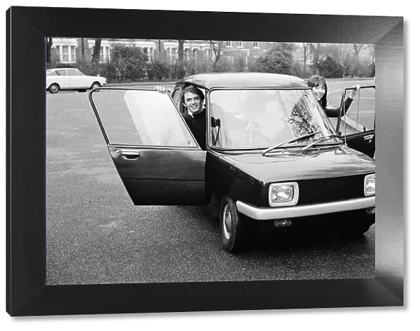 Picture shows a TV Commercial shoot for an early style of electric car