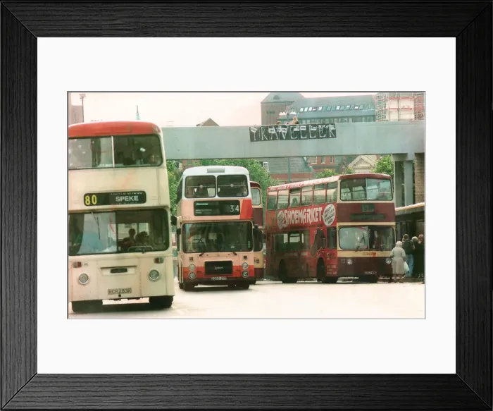 Framed Print : Roe Street, Liverpool, L1, Merseyside. England. Buses at Roe Street