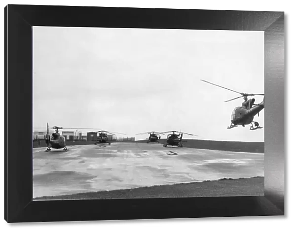 Army Air Corps helicopters take off from Withernsea 21st December 1976