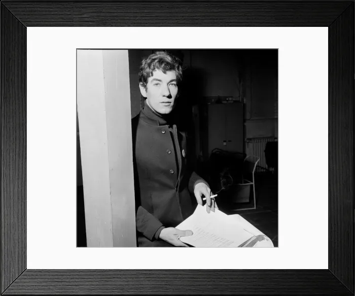 Framed Print : Ian McKellen, actor, pictured in rehearsal in 1968. Ian is reading Framed Print : Ian McKellen, actor, pictured in rehearsal in 1968. Ian is reading