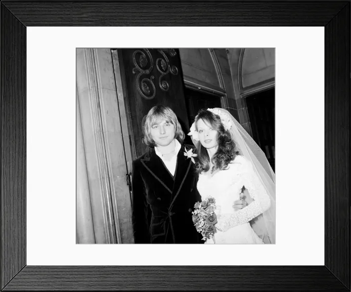 Framed Print : Greg Lake (25 year old pop singer) marries German model Regina Bottcher (21