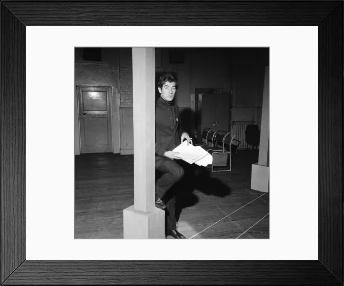 Framed Print : Ian McKellen, actor, pictured in rehearsal in 1968. Ian is reading Framed Print : Ian McKellen, actor, pictured in rehearsal in 1968. Ian is reading
