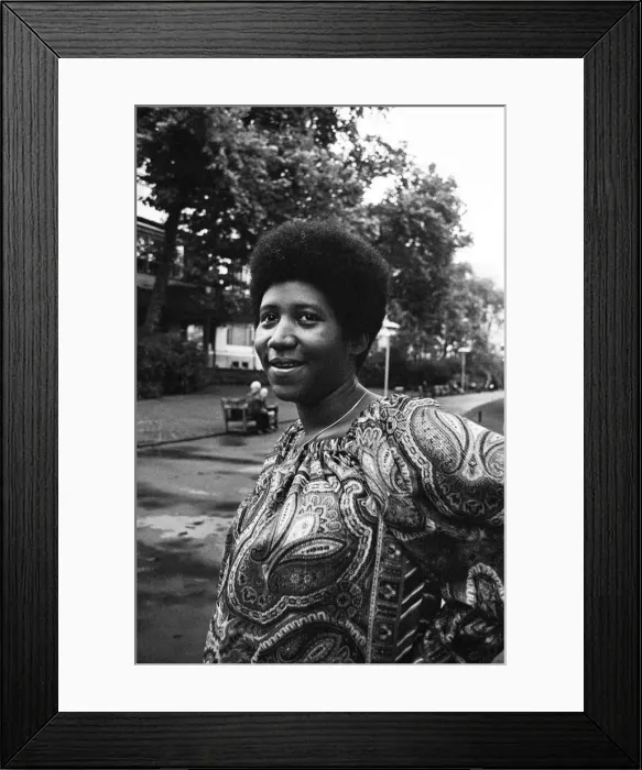Framed Print : Aretha Franklin pictured in London, in the summer of 1970