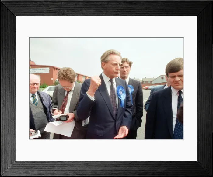 Framed Print : MP Michael Heseltine visiting Bootle, Merseyside. 13th May 1990