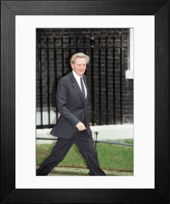 Framed Print : Michael Heseltine pictured outside Number 10 Downing Street