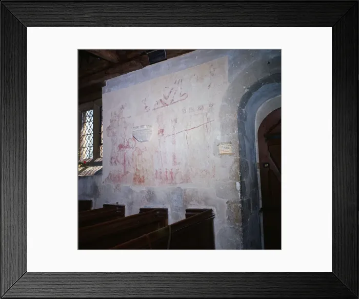 Framed Print : St. Nicholas Church, Pyrford, Surrey. Original frescoes uncovered during renovations Framed Print : St. Nicholas Church, Pyrford, Surrey. Original frescoes uncovered during renovations