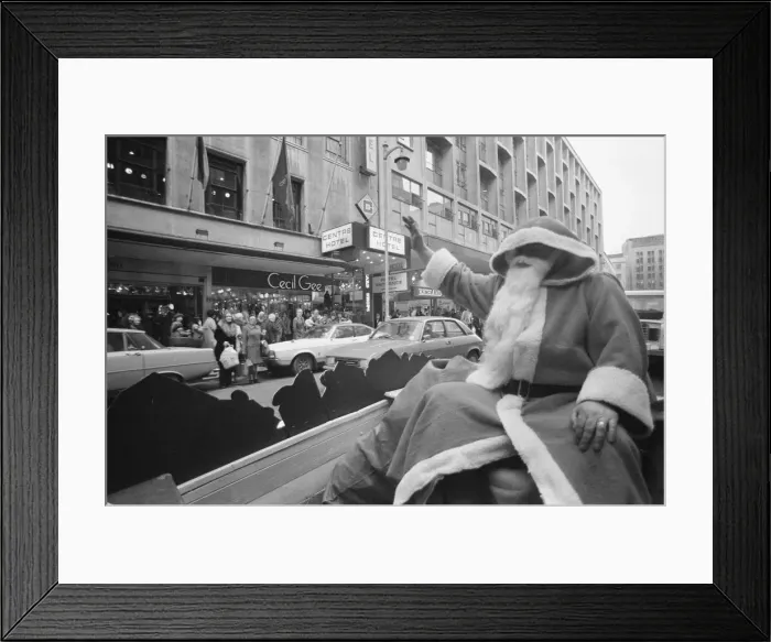 Framed Print : Father Christmas Tours Birmingham City Centre, 8th December 1979. Centre Hotel, Cecil Gee Framed Print : Father Christmas Tours Birmingham City Centre, 8th December 1979. Centre Hotel, Cecil Gee