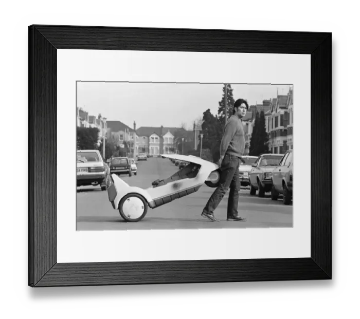 Framed Print : 15 stone Roy Stuart of Ilford, Essex, owner of a C5, can only get six miles out of his