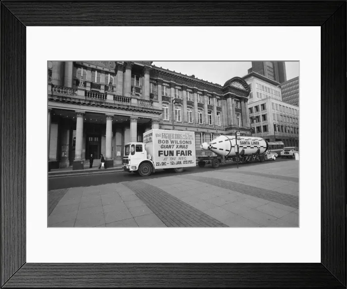 Framed Print : Father Christmas Tours Birmingham City Centre, 8th December 1979 Framed Print : Father Christmas Tours Birmingham City Centre, 8th December 1979