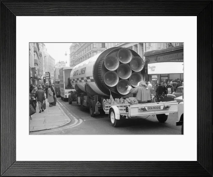 Framed Print : Father Christmas Tours Birmingham City Centre, 8th December 1979. Santa Liner Framed Print : Father Christmas Tours Birmingham City Centre, 8th December 1979. Santa Liner
