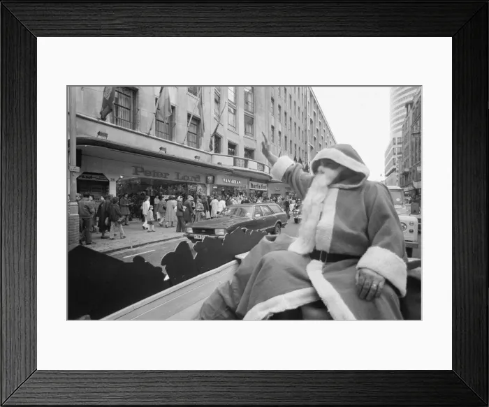 Framed Print : Father Christmas Tours Birmingham City Centre, 8th December 1979. Peter Lord Framed Print : Father Christmas Tours Birmingham City Centre, 8th December 1979. Peter Lord