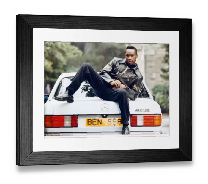 Framed Print : British boxer Nigel Benn with his new custom made Mercedes-Benz. 3rd July 1992