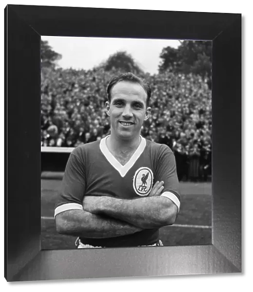 Liverpool footballer Ronnie Moran poses for a portrait before a match. October 1958