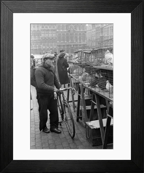 Framed Print : Market scenes in the Grand Place, the central square, Brussels, Belgium. 28th March 1955 Framed Print : Market scenes in the Grand Place, the central square, Brussels, Belgium. 28th March 1955