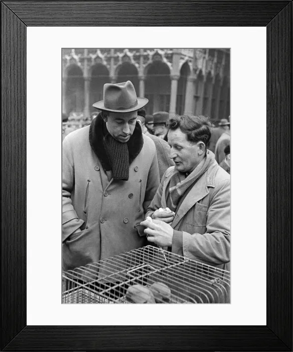 Framed Print : Market scenes in the Grand Place, the central square, Brussels, Belgium. 28th March 1955