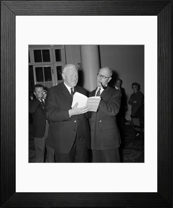 Framed Print : Lord Wolfenden (right) and Sir Stanley Rous of the Football Association meet members of Framed Print : Lord Wolfenden (right) and Sir Stanley Rous of the Football Association meet members of