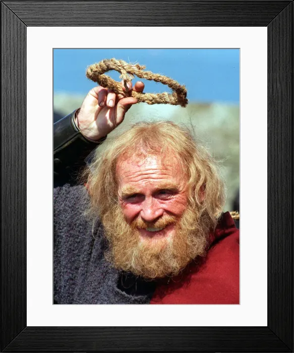 Framed Print : Ivanhoe Photo call at Blackness Castle James Cosmo who plays Cedric of Rotherwood holding Framed Print : Ivanhoe Photo call at Blackness Castle James Cosmo who plays Cedric of Rotherwood holding