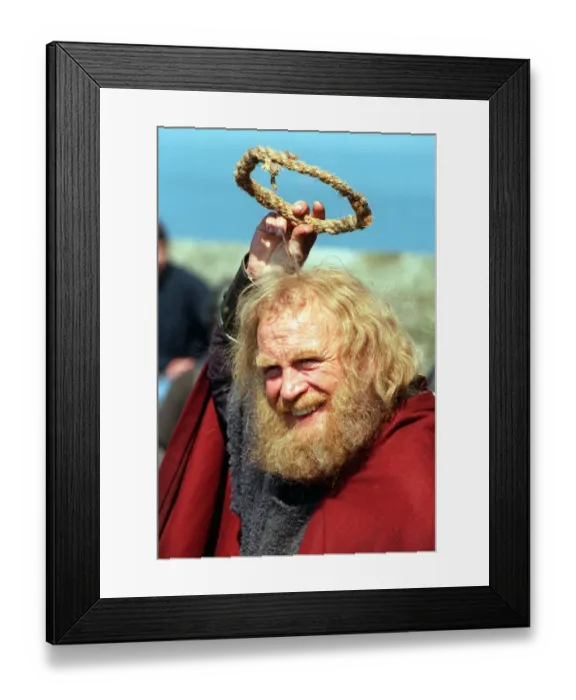 Framed Print : James Cosmo who plays Cedric of Rotherwood pictured at Blackness Castle long hair beard