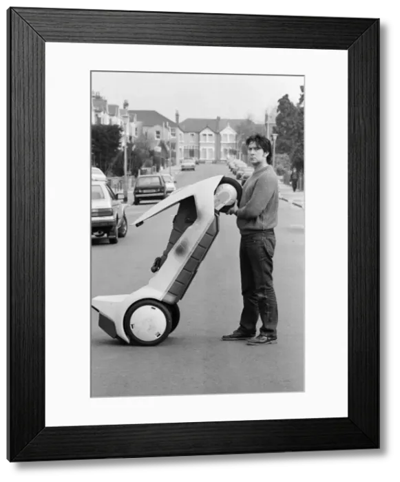 Framed Print : 15 stone Roy Stuart of Ilford, Essex, owner of a C5, can only get six miles out of his Framed Print : 15 stone Roy Stuart of Ilford, Essex, owner of a C5, can only get six miles out of his