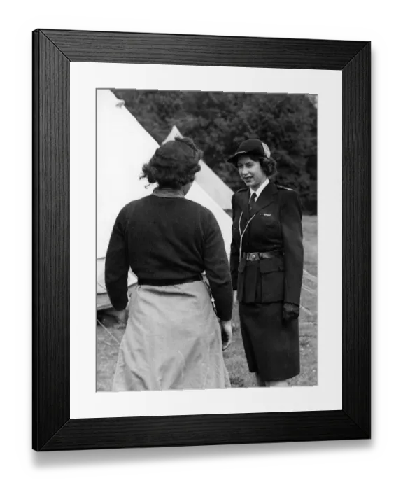 Framed Print : Princess Elizabeth at Cardiff Girl Guides meeting. June 1945 Framed Print : Princess Elizabeth at Cardiff Girl Guides meeting. June 1945