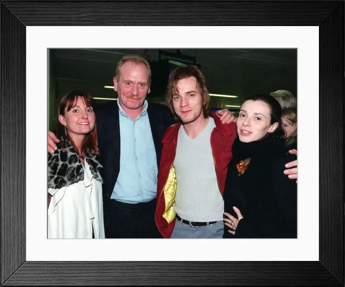 Framed Print : ACTOR JAMES COSMO ACCOMPANIED BY ANNE HARRIS (LEFT) ARRIVE WITH EWAN MCGREGOR AND HIS