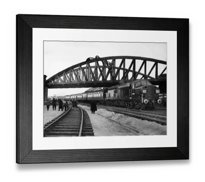 Framed Print : Construction crew seen here working against the clock to complete the laying of a new