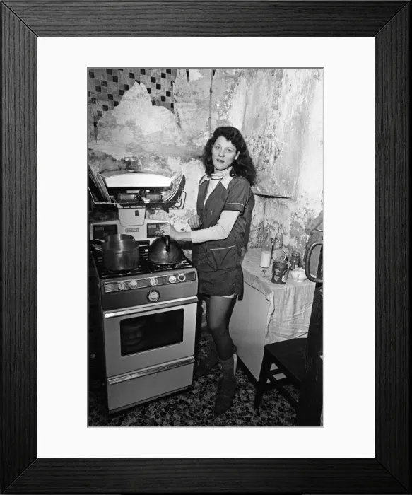 Framed Print : Slum housing in Salford, Greater Manchester. 30th January 1970