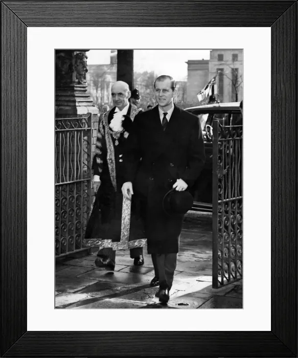Framed Print : Prince Philip, Duke of Edinburgh arriving at Aberdare Hall. 1st December 1954 Framed Print : Prince Philip, Duke of Edinburgh arriving at Aberdare Hall. 1st December 1954
