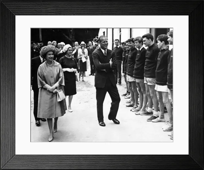 Framed Print : A happy smile from the Queen and the Duke for some of the boys at the Outward Bound Framed Print : A happy smile from the Queen and the Duke for some of the boys at the Outward Bound