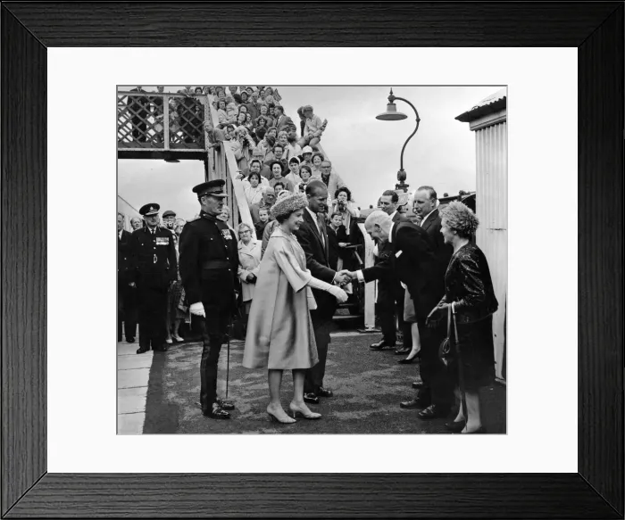 Framed Print : The station footbridge was packed with spectators to watch the local civic dignitaries Framed Print : The station footbridge was packed with spectators to watch the local civic dignitaries