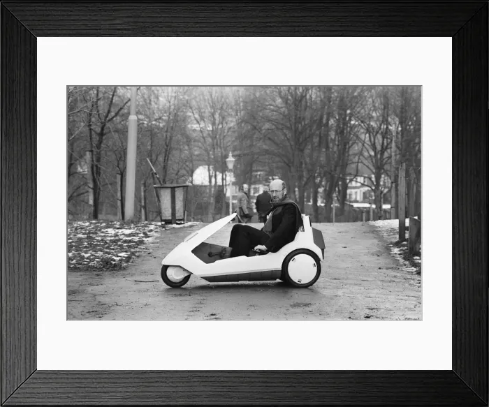 Framed Print : The New Electric Vehicle Sir Clive Sinclair in his new electric vehicle Framed Print : The New Electric Vehicle Sir Clive Sinclair in his new electric vehicle