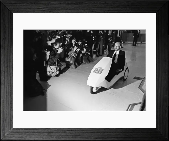 Framed Print : The New Electric Vehicle Sir Clive Sinclair in his new electric vehicle Framed Print : The New Electric Vehicle Sir Clive Sinclair in his new electric vehicle