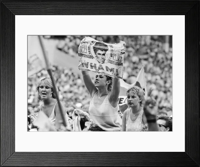 Framed Print : Fans enjoy Wham ! The Farewell Concert at Wembley Stadium, London on 28th June 1986 Framed Print : Fans enjoy Wham ! The Farewell Concert at Wembley Stadium, London on 28th June 1986