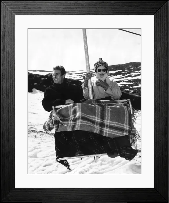 Framed Print : Princess Margaret and Antony Armstrong Jones riding on a Ski Lift at Cairngorm in Framed Print : Princess Margaret and Antony Armstrong Jones riding on a Ski Lift at Cairngorm in