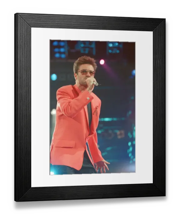 Framed Print : George Michael performs Somebody to Love at The Freddie Mercury Tribute concert