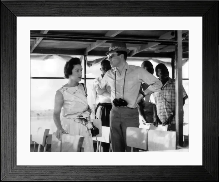 Framed Print : Princess Margaret and her husband Lord Snowdon / Anthony Armstrong Jones on Safari Framed Print : Princess Margaret and her husband Lord Snowdon / Anthony Armstrong Jones on Safari