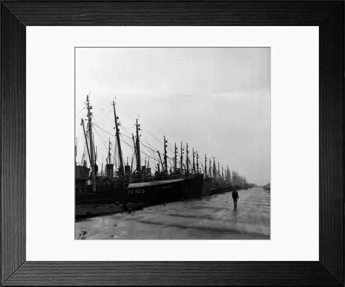 Framed Print : Fishing feature in Grimsby, Lincolnshire. Trawlers strike bound in the dock Framed Print : Fishing feature in Grimsby, Lincolnshire. Trawlers strike bound in the dock