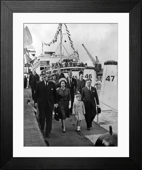Framed Print : The Royal Family - except little Prince Edward - at Holyhead immediately before leaving Framed Print : The Royal Family - except little Prince Edward - at Holyhead immediately before leaving