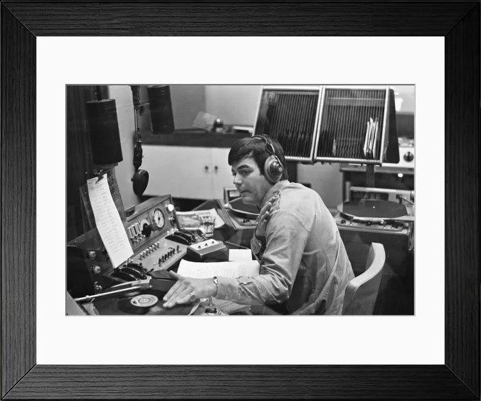 Framed Print : Tony Blackburn, the 22 year old Disc Jockey, during his broadcast of the very first show Framed Print : Tony Blackburn, the 22 year old Disc Jockey, during his broadcast of the very first show