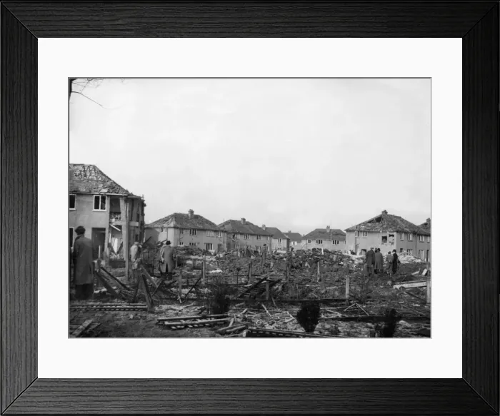 Framed Print : ARP personnel, Air Raid Wardens and Firemen search the devastation of Rowlston Framed Print : ARP personnel, Air Raid Wardens and Firemen search the devastation of Rowlston