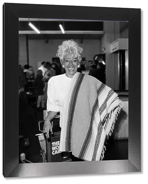 Julie Goodyear at Manchester Airport. January 1986
