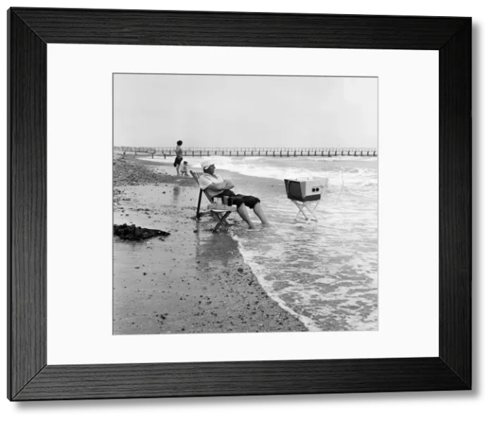 Framed Print : The picture of contentment, a hankie for his head, a drop for his throat Framed Print : The picture of contentment, a hankie for his head, a drop for his throat
