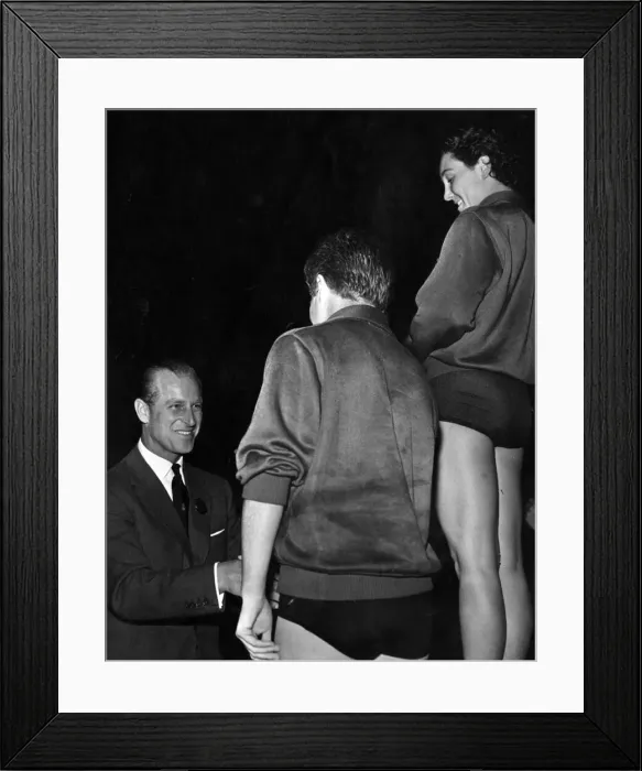Framed Print : Prince Philip, Duke of Edinburgh presents M. E. E Wieland with a medal Framed Print : Prince Philip, Duke of Edinburgh presents M. E. E Wieland with a medal