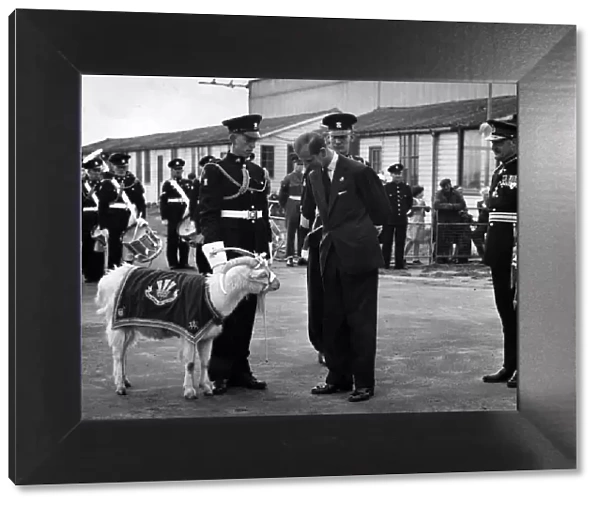 Prince Philip, Duke of Edinburgh talks to the Goat Major